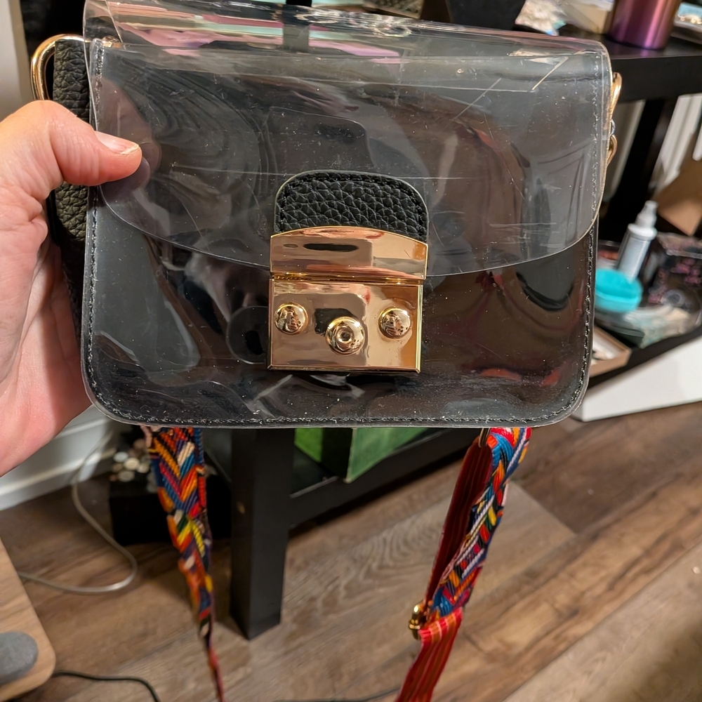 Transparent Black and Gold Women's Bag